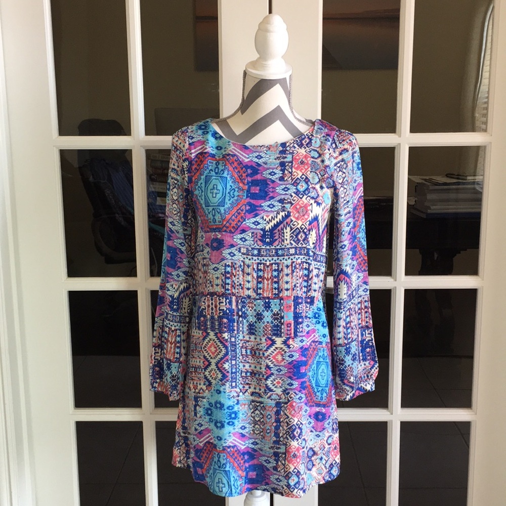 Everly aztec design fall Dress